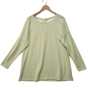 Soft Surroundings Womens Top Lime/Cream Striped Knit Tunic Size Large